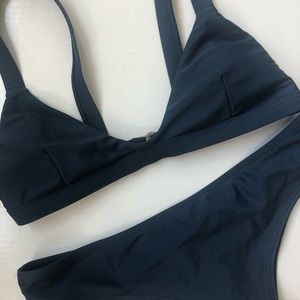 SOLD ON DEPOP Women’s Navy Blue Bikini Set